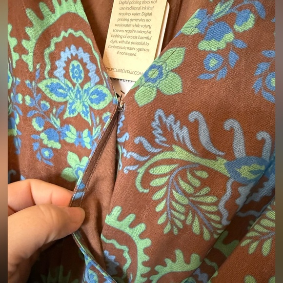 NWT Current Air Brown, Blue, & Green Floral Print Long Sleeve Mini Dress Small - Picture 6 of 16